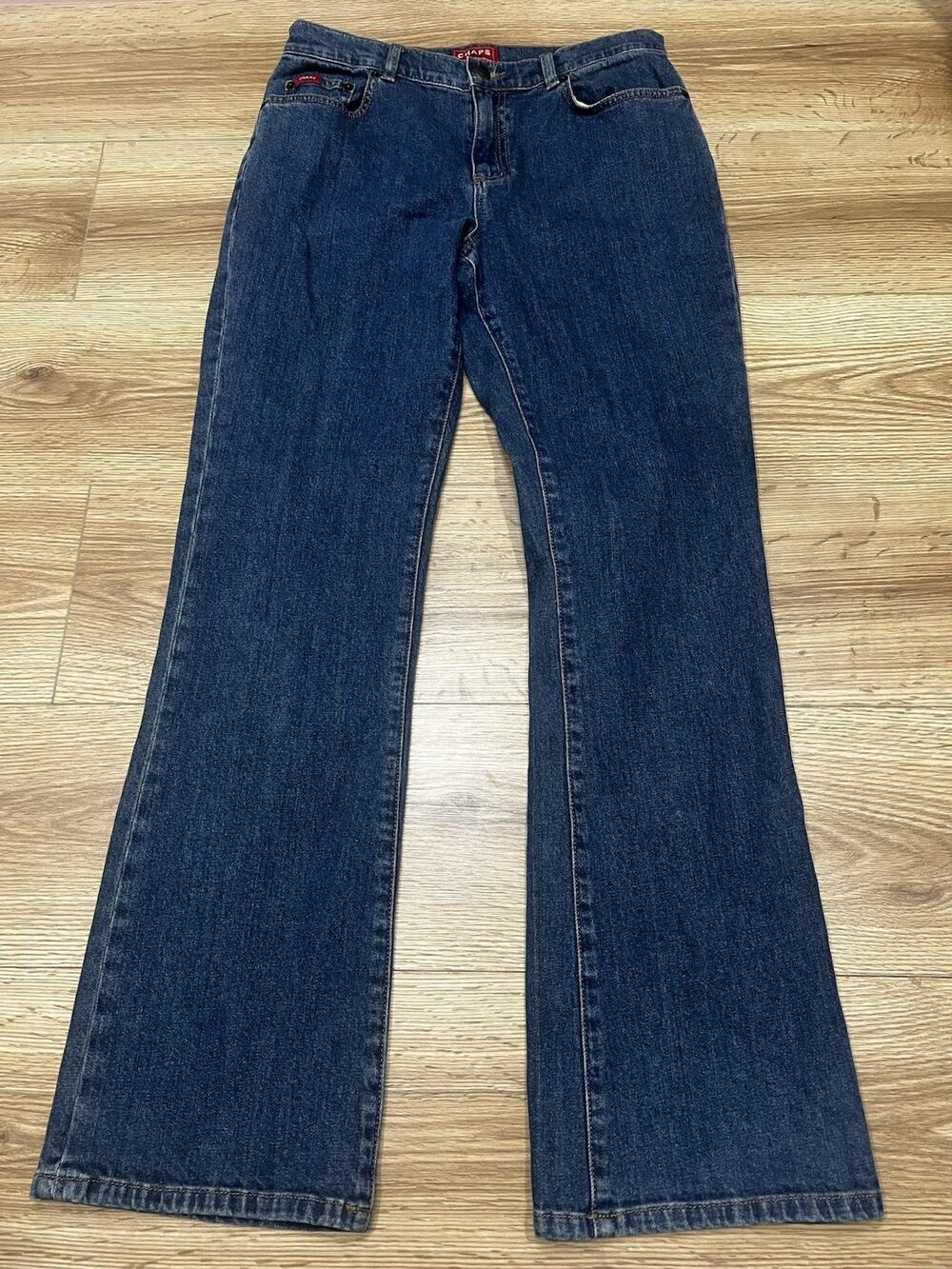 Chaps Denim Jeans Womens Size 4 Med Blue Wash Stretch Straight Leg Stretch Waist